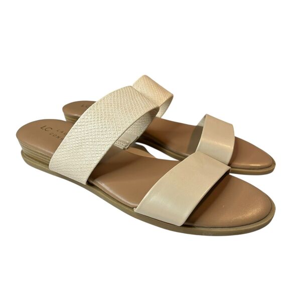 LC Lauren Conrad Women's Slip On Low Wedge Sandals Natural Size 9.5 M NWOT - Picture 1 of 13
